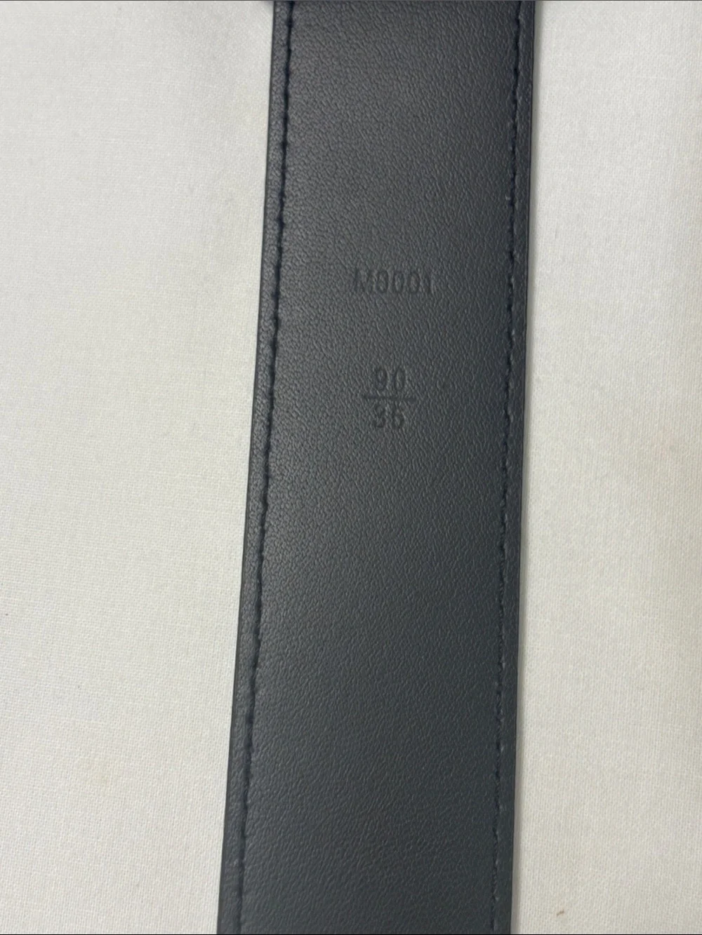 Men's Louis Vuitton Black Leather Belt with Sculpted Buckle